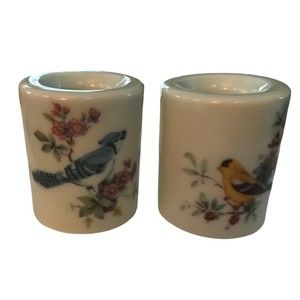 Vintage Porcelain Bird Candle Holders W. Germany Set of (2) 2" Tall